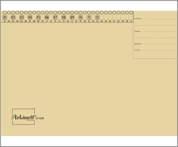 Arkivmappe – X126 Månedsnøytral arkivmappe.