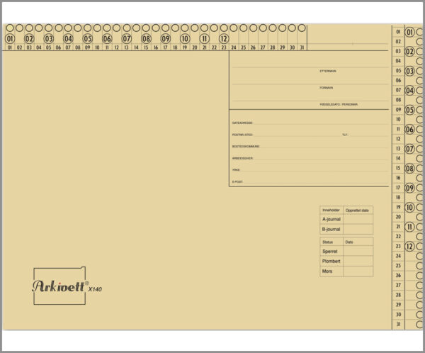 Arkivmappe X140 – Månedsnøytral arkivmappe