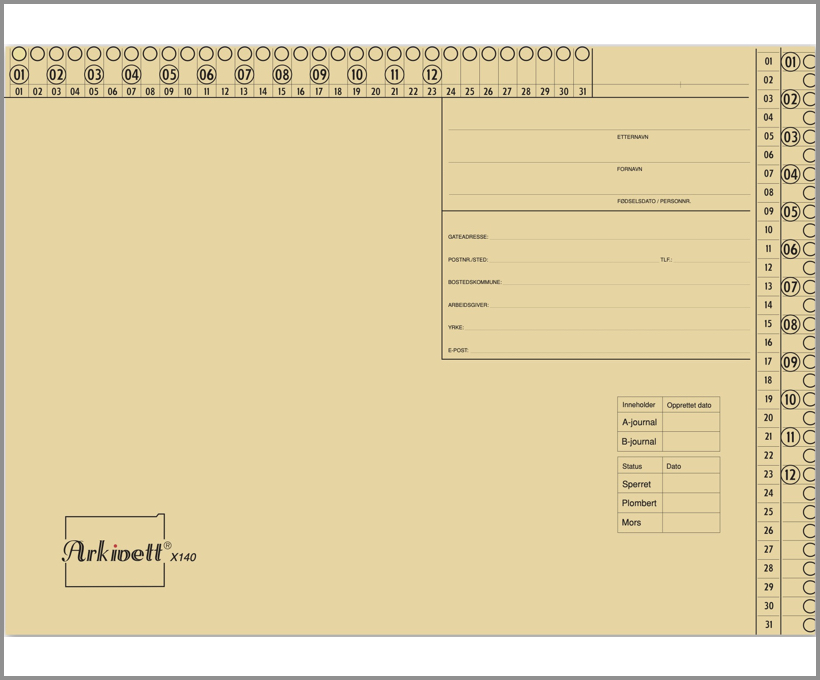 Arkivmappe X140 – Månedsnøytral arkivmappe